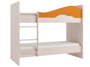 Кровать 2-х ярусная Мая на латофлексах млечный дуб, оранжевая в Первоуральске - pervouralsk.magazinmebel.ru | фото