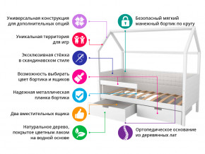 Кровать-домик мягкий Svogen с ящиками и бортиком мятно-синий в Первоуральске - pervouralsk.magazinmebel.ru | фото - изображение 2