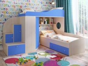 Кровать Кадет 2 Дуб молочный-голубой в Первоуральске - pervouralsk.magazinmebel.ru | фото - изображение 1