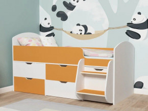 Кровать Малыш-7 белое дерево-оранжевый в Первоуральске - pervouralsk.magazinmebel.ru | фото