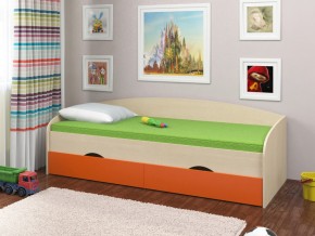 Кровать Соня 2 дуб молочный-оранжевый в Первоуральске - pervouralsk.magazinmebel.ru | фото