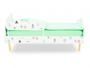 Кровать Stumpa Облако с бортиком рисунок Домики розовый, бирюзовый в Первоуральске - pervouralsk.magazinmebel.ru | фото - изображение 3