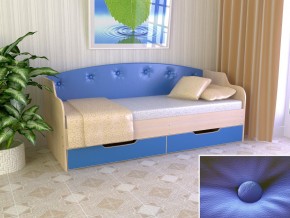 Кровать Юниор Тип 2 дуб молочный/синий 800х1600 в Первоуральске - pervouralsk.magazinmebel.ru | фото