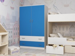 Шкаф двухстворчатый белый-голубой в Первоуральске - pervouralsk.magazinmebel.ru | фото - изображение 1