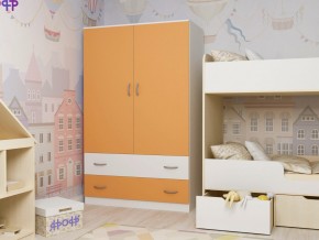 Шкаф двухстворчатый белый-оранж в Первоуральске - pervouralsk.magazinmebel.ru | фото